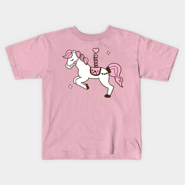 Carousel Merry Go Round Pony Horse Kids T-Shirt by Happy Art Designs